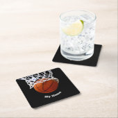 Basketball Jouw naam Vierkante Kartonnen Onderzetter (Insitu)