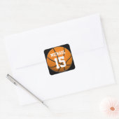 Basketball Jouw naam Vierkante Sticker (Envelop)