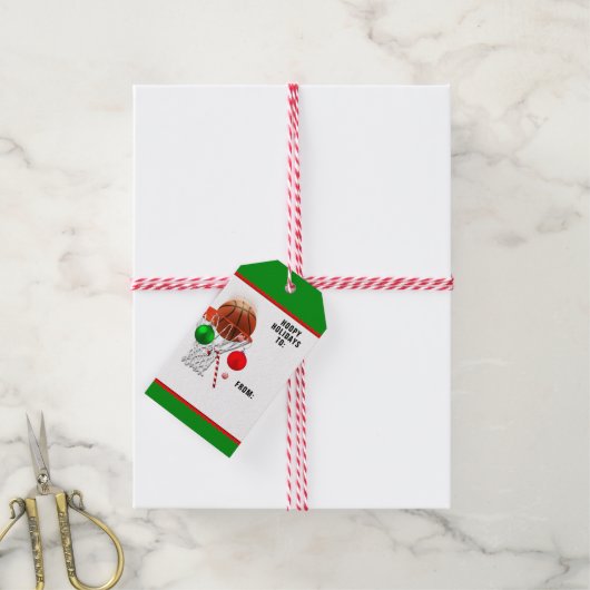 Basketball Kerstmis Cadeaulabel (Met Touw)