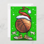 Basketball Kerstmis Feestdagenkaart (Voorkant / Achterkant)