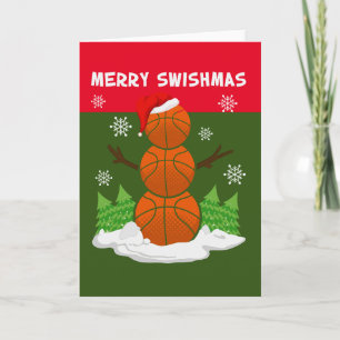 Basketball Kerstmis MERRY SWISHMAS met Santa hat Kaart