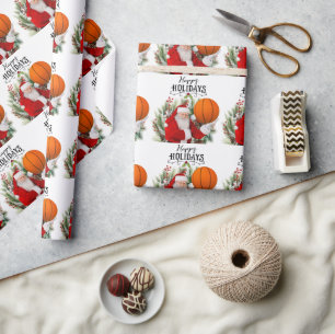 Basketball Kerstmis met Santa Claus Cadeaupapier