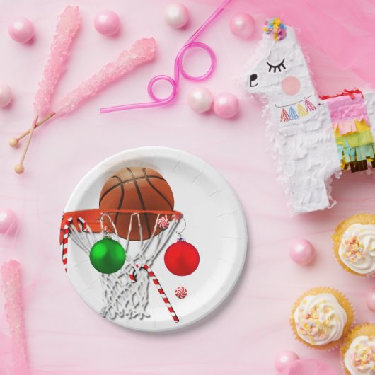 Basketball Kerstmis Papieren Bordje (Feest)