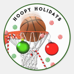 Basketball Kerstmis Ronde Sticker