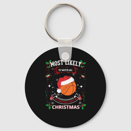 Basketball Kerstmis Sleutelhanger (Voorkant)