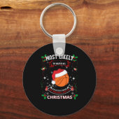 Basketball Kerstmis Sleutelhanger (Voorkant)
