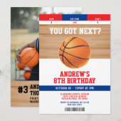 Basketball Kids Birthday Party Ticket Invitation (Devant / Derrière)