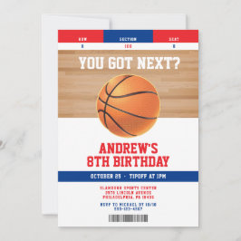 Basketball Kids Birthday Party Ticket Invitation Kaart