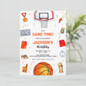 Basketball Kids Boy Birthday Party Invitation (Debout devant)