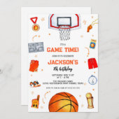 Basketball Kids Boy Birthday Party Invitation (Devant / Derrière)