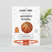 Basketball Kids Boy Birthday Party Invitation (Debout devant)