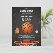 Basketball Kids Boy Birthday Party Invitation (Debout devant)