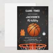 Basketball Kids Boy Birthday Party Invitation (Devant / Derrière)