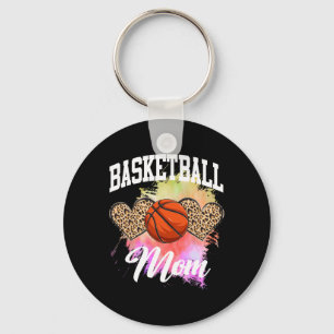 Basketball Leopard Heart Tie Dye Basketball Ma Sleutelhanger