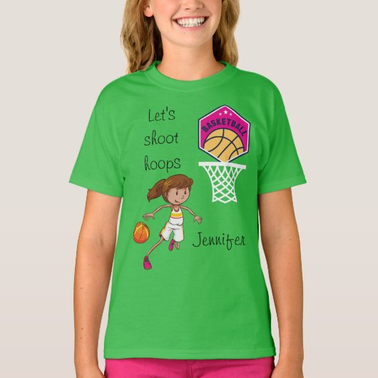 Basketball "Let s Shoot Hoops", gepersonaliseerd T-shirt (Voorkant)