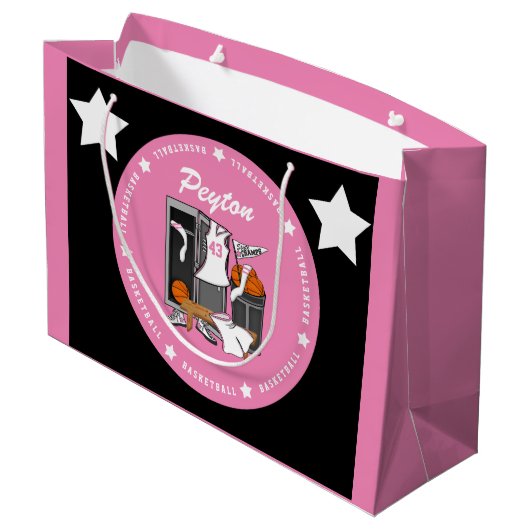 Basketball Locker Room Custom Player Name Number Groot Cadeauzakje (Achterkant Gekanteld)