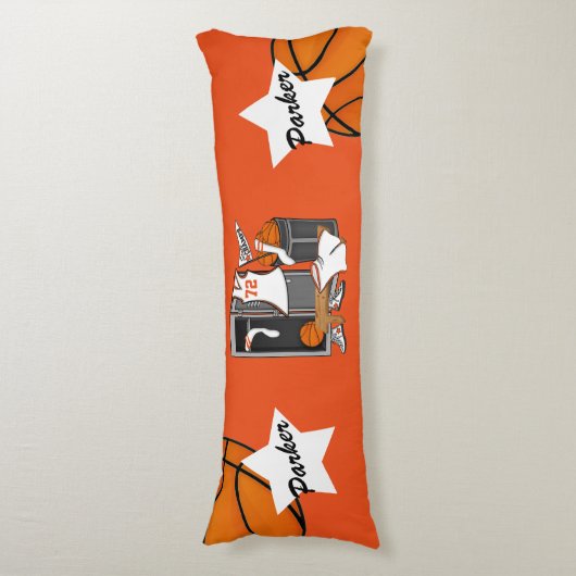 Basketball Locker Room Custom Player Name Number Lichaamskussen (Voorkant Verticaal)