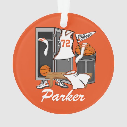 Basketball Lockerroom Custom Player Number Ornament (achterkant)