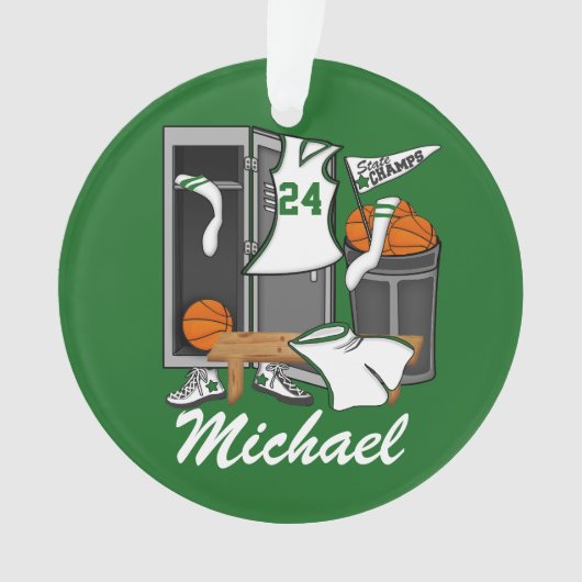 Basketball Lockerroom Custom Player Number Ornament (voorkant)