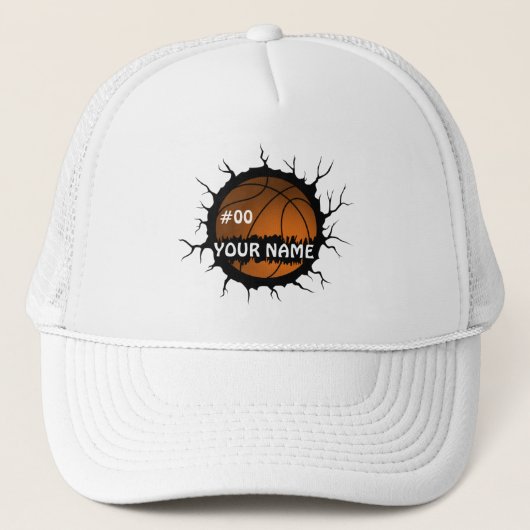 Basketball Logo, Basketball Custom Name Trucker Pet (Voorkant)