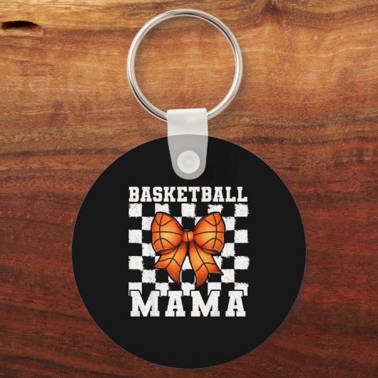 Basketball Mama Coquette Bow Game Day Funny Srts L Sleutelhanger (Voorkant)