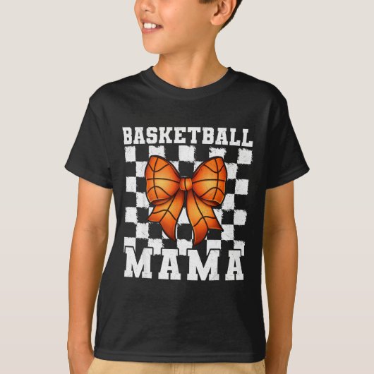 Basketball Mama Coquette Bow Game Day Funny Srts L T-shirt (Voorkant)