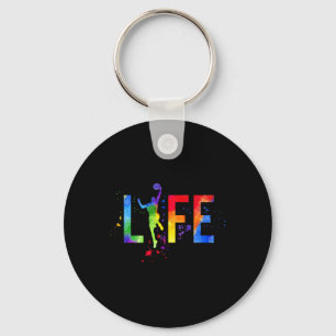 Basketball Mens Ball is Life Watercolor Basketball Sleutelhanger