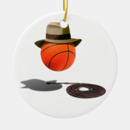 Basketball met Fedora en heup Keramisch Ornament