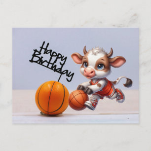 Basketball met Happy Birthday op witte achtergrond Briefkaart