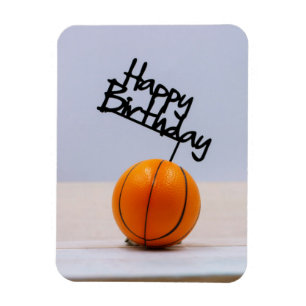 Basketball met Happy Birthday op witte achtergrond Magneet