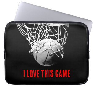 Basketball met zwarte en witte liefde laptop sleeve