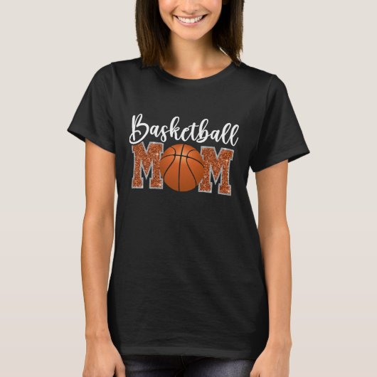 Basketball Mom cute bright Orange text T-shirt (Voorkant)