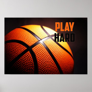 Basketball motivatie - hard spelen door verhaler poster