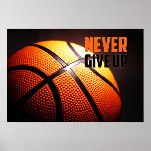Basketball motivatie - nooit opgeven door verhaler poster