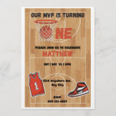 Basketball MVP First Birthday Invitation (Devant)