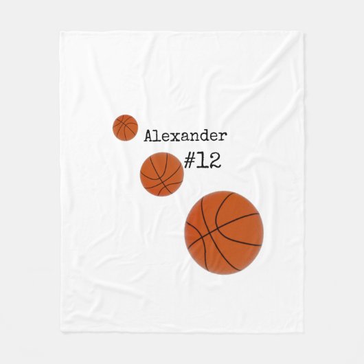 Basketball Name and Number White background Fleece Deken (Voorkant)