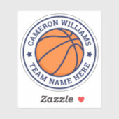 Basketball name and team blue stars white sticker (Vel)