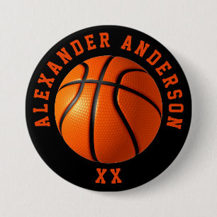 Basketball Name en Jersey Personalize Ronde Button 7,6 Cm