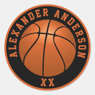 Basketball Name en Jersey Personalize Ronde Sticker