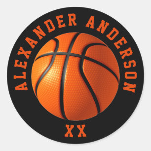 Basketball Name en Jersey Personalize Ronde Sticker