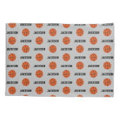 Basketball Name Pattern Grey Kussensloop (Achterkant)