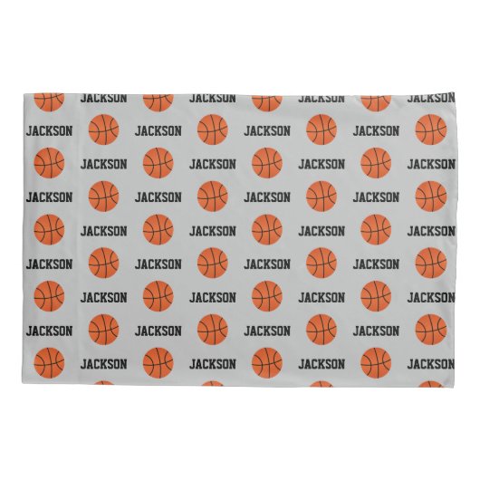 Basketball Name Pattern Grey Kussensloop (Achterkant)