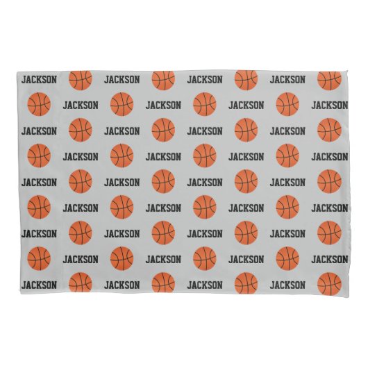 Basketball Name Pattern Grey Kussensloop (Voorkant)