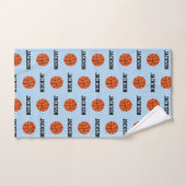 Basketball Name Pattern Kinder Blue Handdoek (Handdoek)
