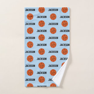 Basketball Name Pattern Kinder Blue Handdoek