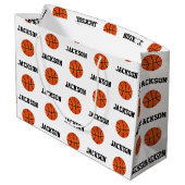 Basketball Name Pattern Kinder White Groot Cadeauzakje (Achterkant Gekanteld)