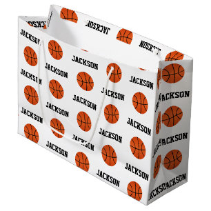 Basketball Name Pattern Kinder White Groot Cadeauzakje