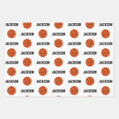 Basketball Name Pattern Kinder White Inpakpapier Vel (Voorkant 2)