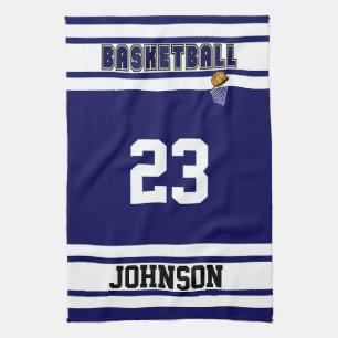 🏀 Basketball - Navy Blue en White Theedoek