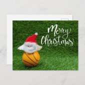 Basketball Noël Carte de vacances avec le Père Noë (Devant / Derrière)